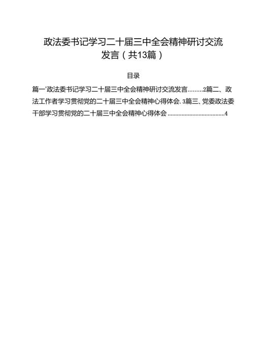 政法委书记学习二十三中全会精神研讨交流发言13篇（详细版）.docx