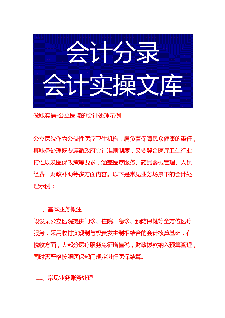做账实操公立医院的会计处理示例.docx_第1页