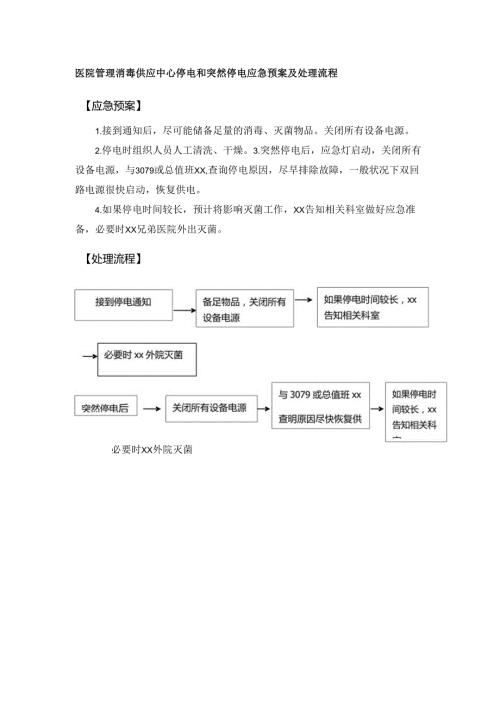 医院管理消毒供应中心停电和突然停电应急预案及处理流程.docx