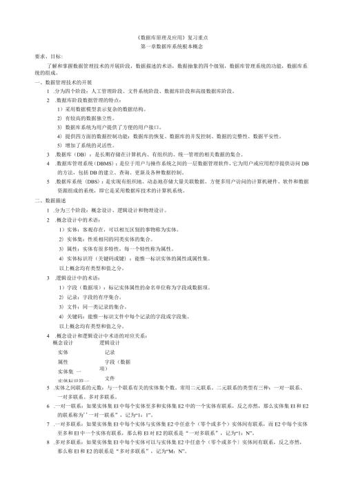数据库系统原理复习资料清晰版.docx