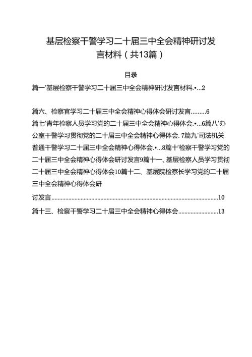 （13篇）基层检察干警学习二十三中全会精神研讨发言材料（详细版）.docx