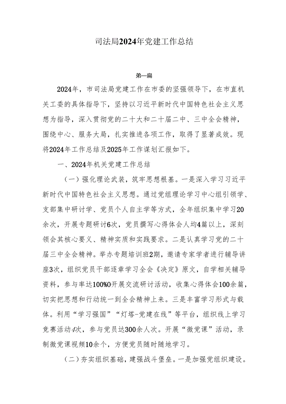 司法局2024年党建工作总结两篇.docx_第1页