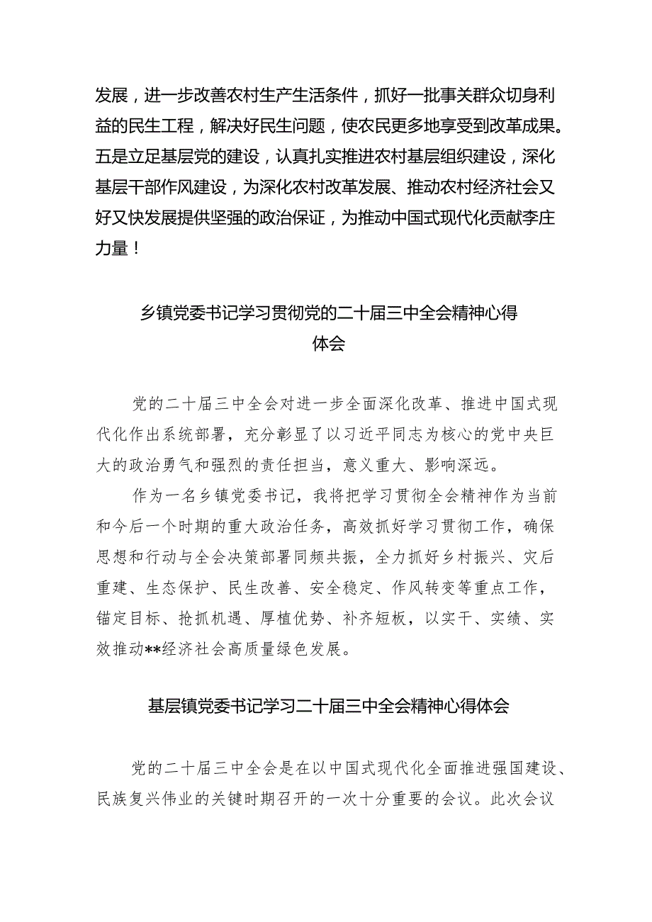 （9篇）镇党委书记学习二十三中全会精神心得体会（详细版）.docx_第3页