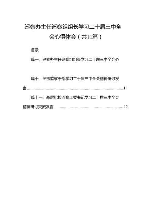 （11篇）巡察办主任巡察组组长学习二十三中全会心得体会集合范本.docx