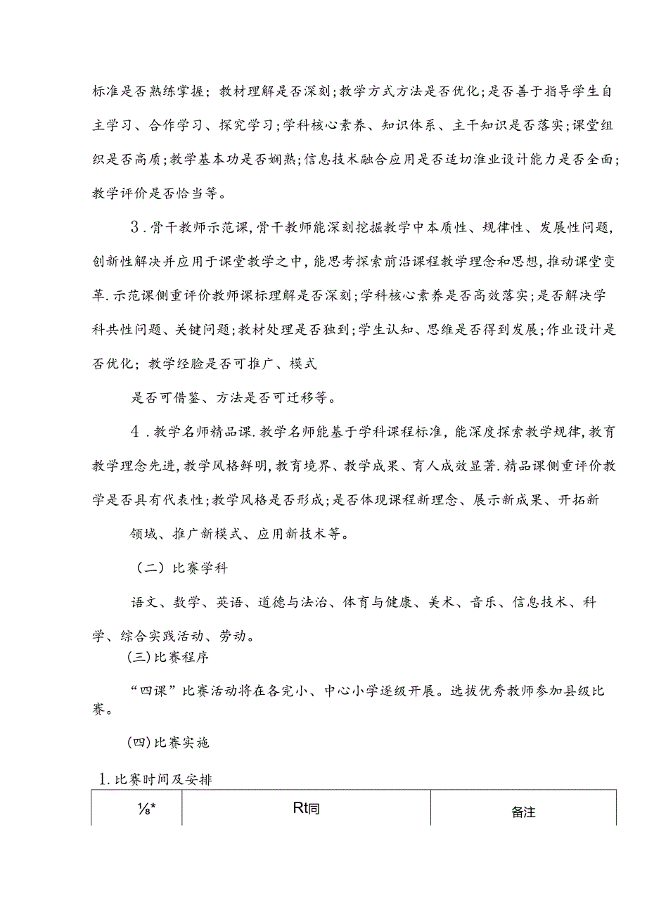 小学教师课堂教学“四课”比赛实施方案.docx_第3页