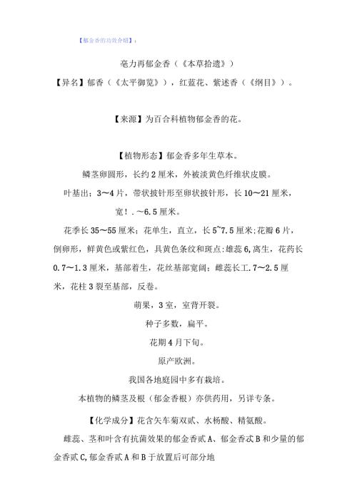 郁金香的功效介绍.docx