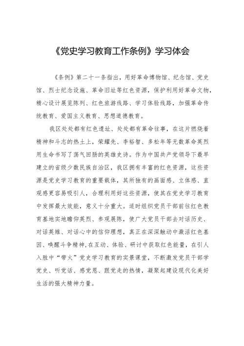 2024年学习《党史学习教育工作条例》的心得感悟9篇.docx