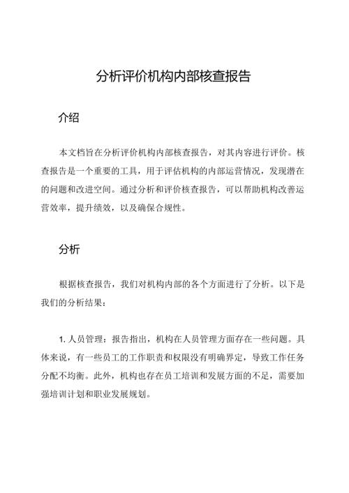 分析评价机构内部核查报告.docx