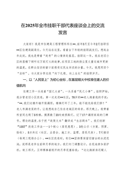 在2025年全市挂职干部代表座谈会上的交流发言.docx