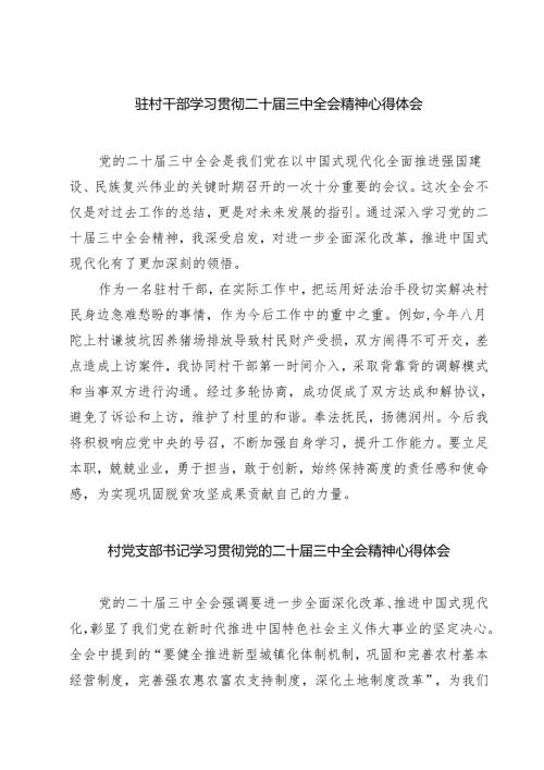 (四篇)驻村干部学习贯彻二十三中全会精神心得体会范文.docx
