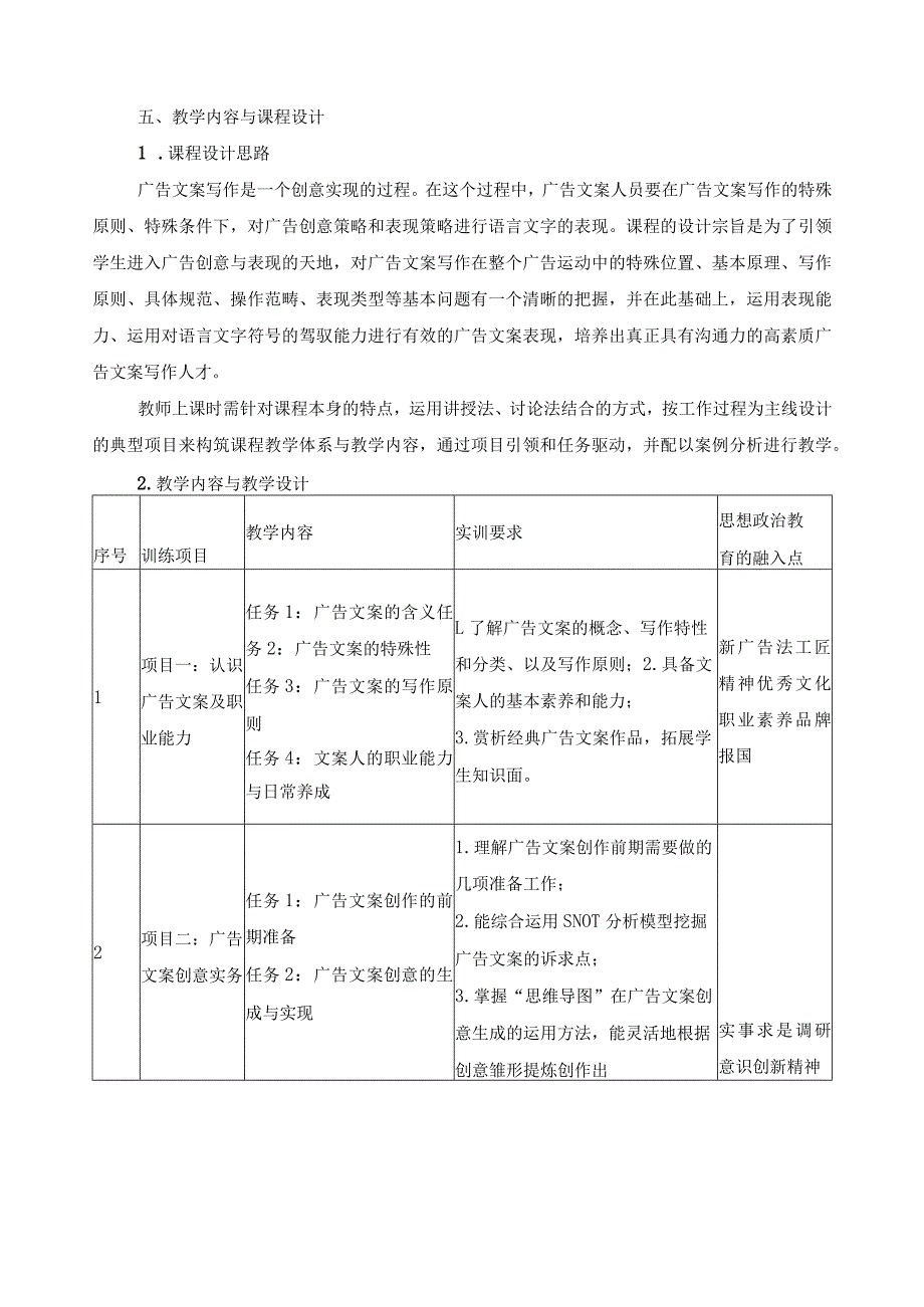 《广告文案写作》课程标准（含课程思政）.docx_第2页