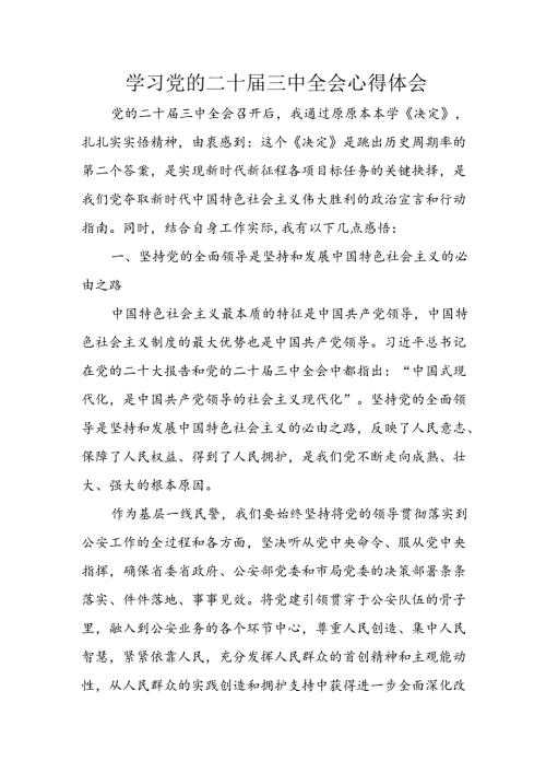 2024年学习学习党的二十三中全会个人心得体会 （合计13份）.docx