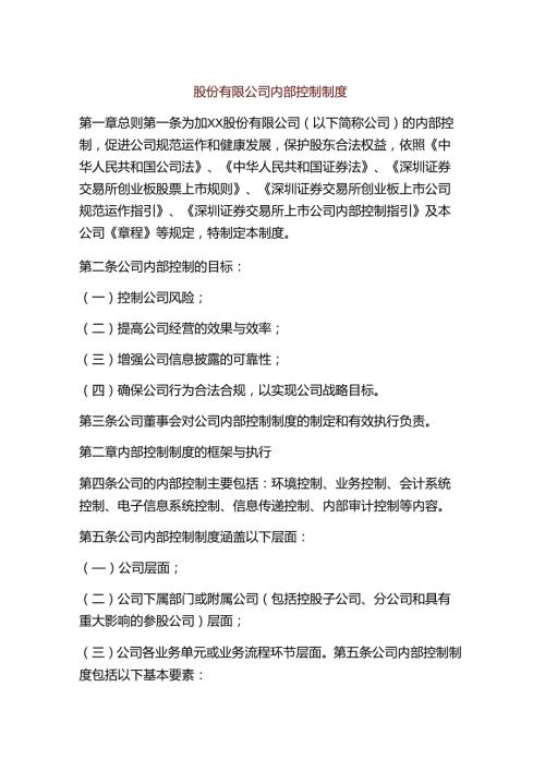 股份有限公司内部控制制度.docx