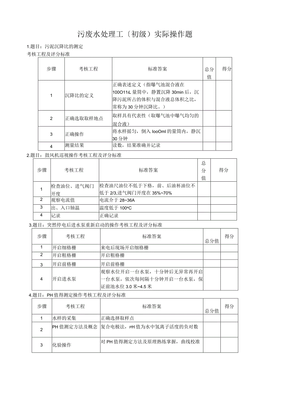 污废水处理工(初级)实际操作题.docx_第1页