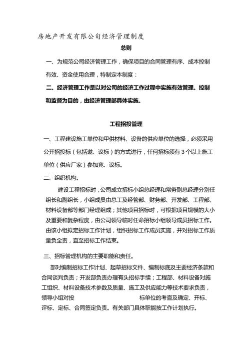 房地产开发有限公司经济管理制度.docx