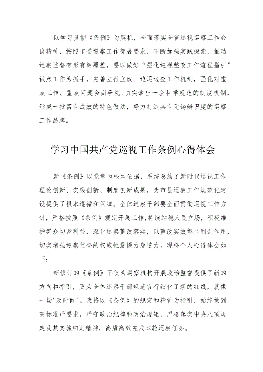 国企单位纪检干部学习中国共产党巡视工作条例个人心得体会（3份）.docx_第2页
