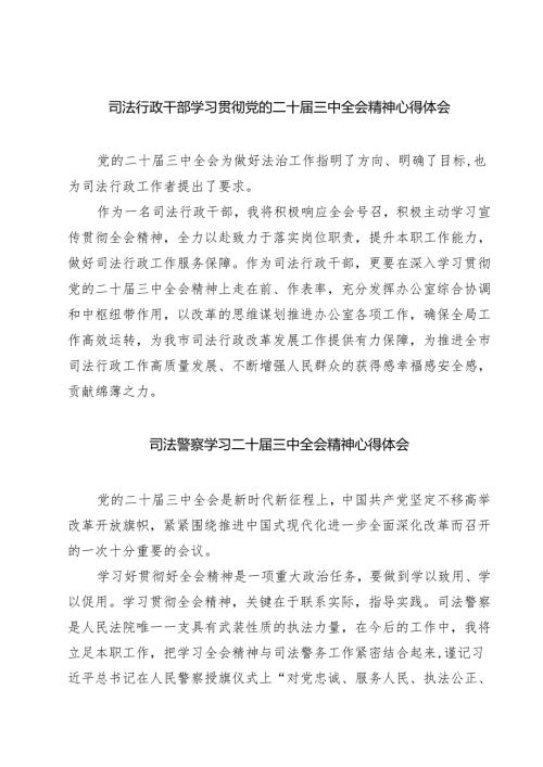 司法行政干部学习贯彻党的二十三中全会精神心得体会7篇（详细版）.docx