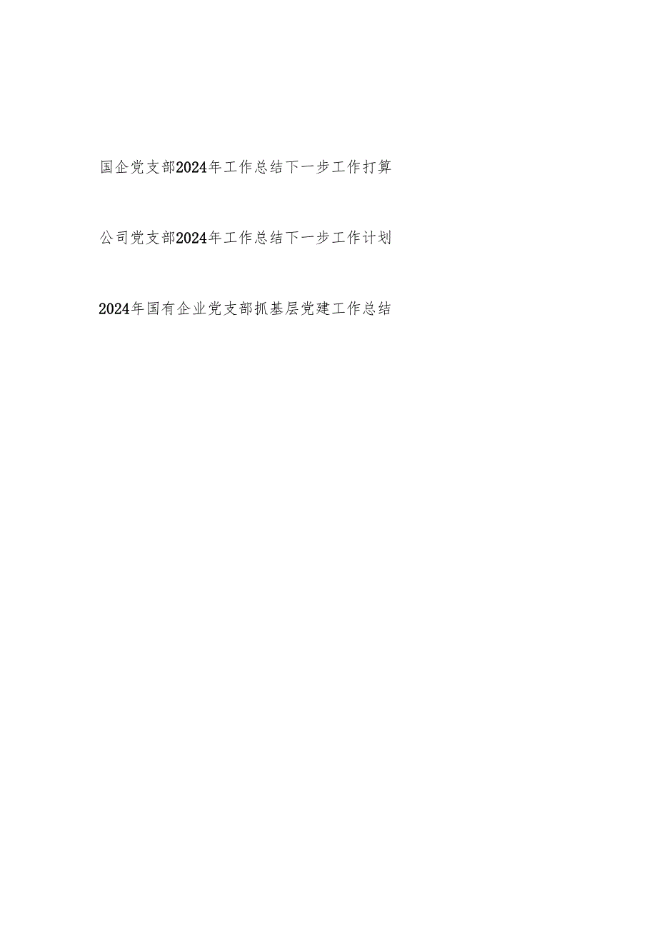国企公司党支部2024年党建工作总结下一步工作计划打算3篇.docx_第1页