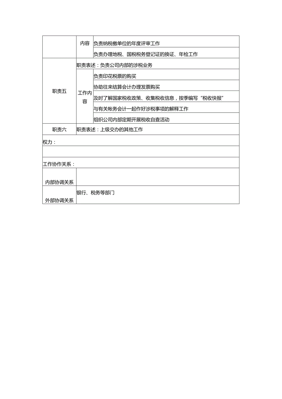 某地产公司银行税务岗位说明书.docx_第2页