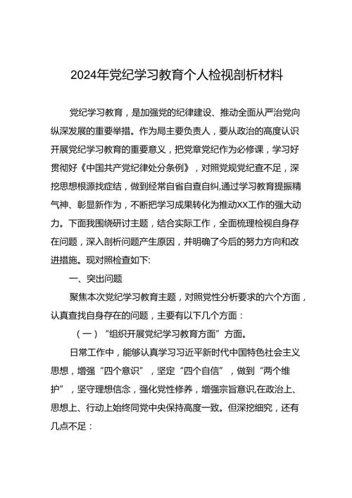 (12篇)党支部班子2024年党纪学习教育专题民主生活会对照检查材料.docx