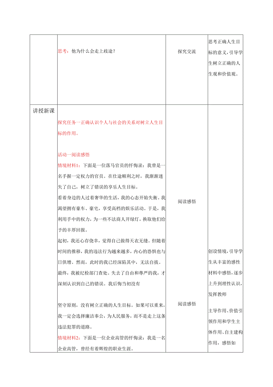 全国赛课一等奖初中统编版七年级道德与法治上册《树立正确的人生目标》教学设计.docx_第2页