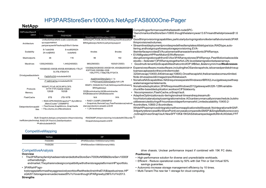 Net HP 3PAR StoreServ10000 vs NetAppFAS 8000 OnePager 0115.docx_第1页