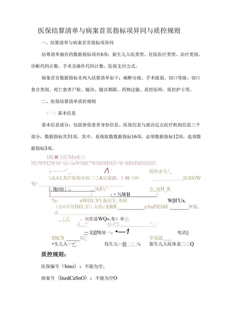 医保结算清单与病案首页指标项异同与质控规则.docx_第1页