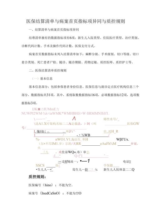 医保结算清单与病案首页指标项异同与质控规则.docx