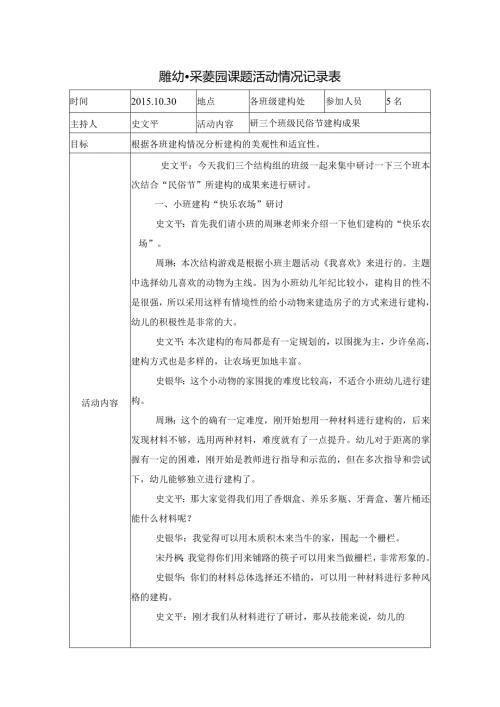 雕幼采菱园课题活动情况记录表.docx