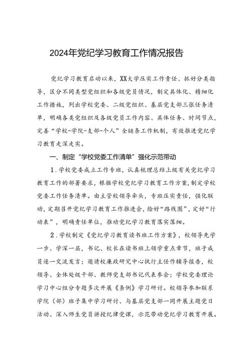 2024开展党纪学习教育工作情况总结汇报材料(十二篇).docx