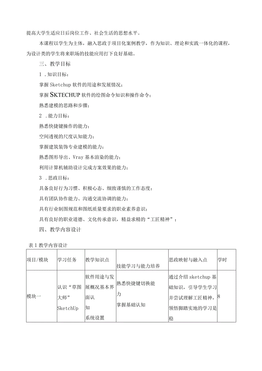 《计算机辅助设计SKTECHUP》课程思政教学设计与实施.docx_第2页
