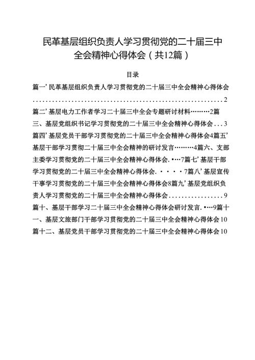 民革基层组织负责人学习贯彻党的二十三中全会精神心得体会（共12篇）.docx