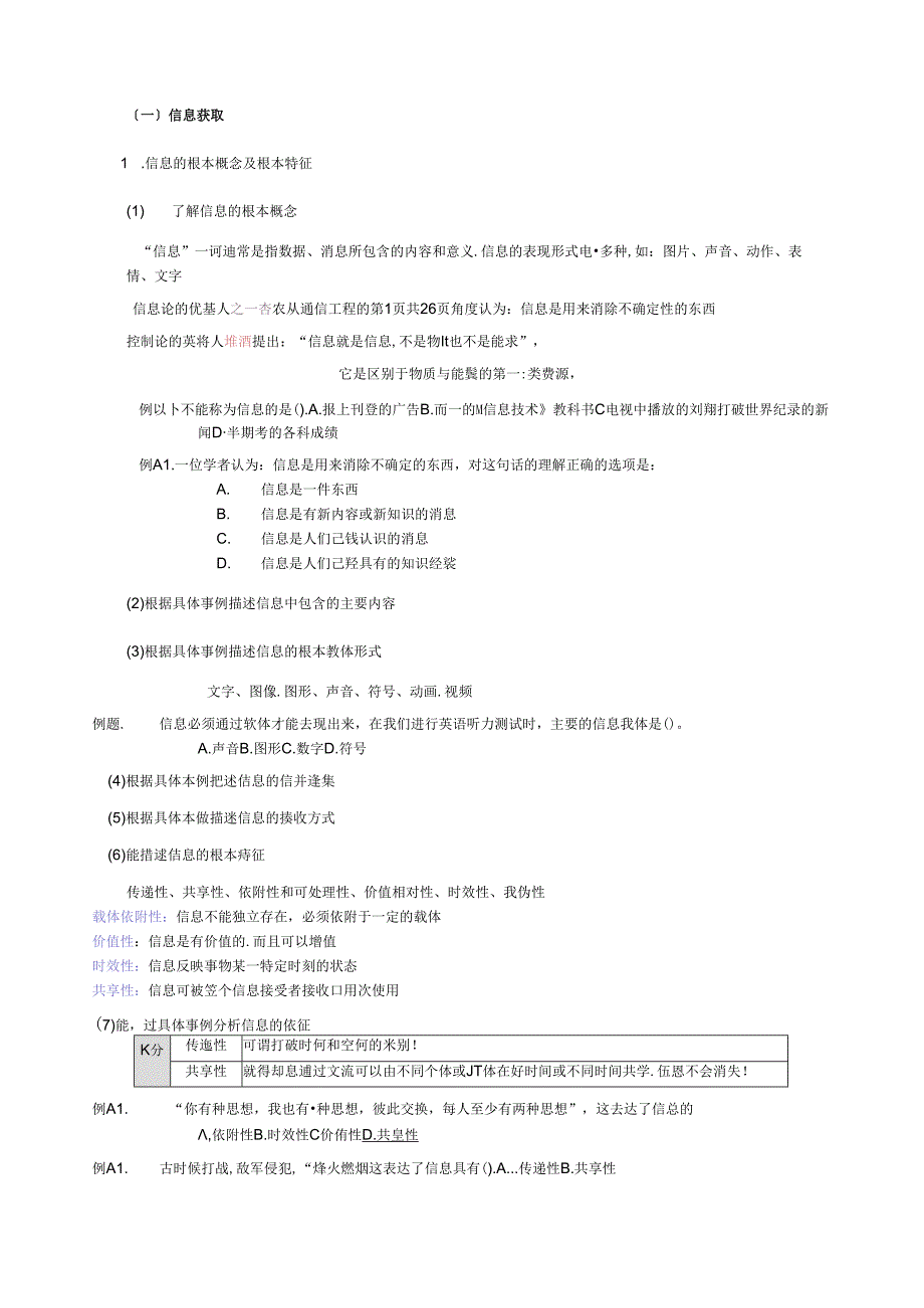 福建省信息技术高职单招知识点汇总.docx_第1页