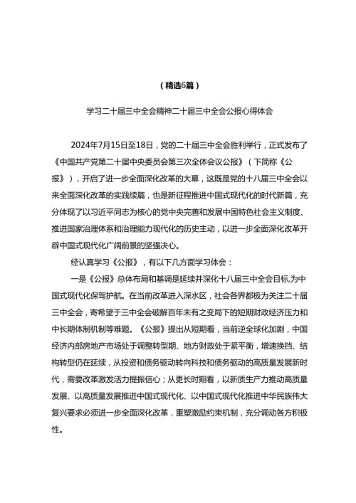 2024年学习二十三中全会精神二十三中全会公报心得体会（精选6篇）.docx