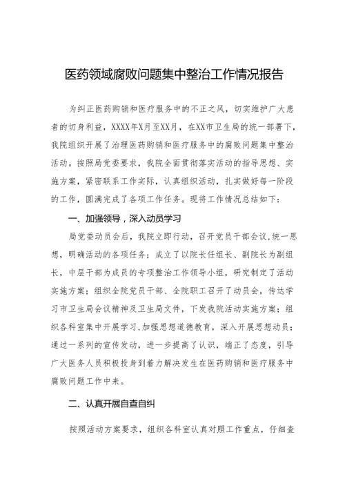 (最新版)医药领域腐败问题集中整治的情况报告25篇.docx
