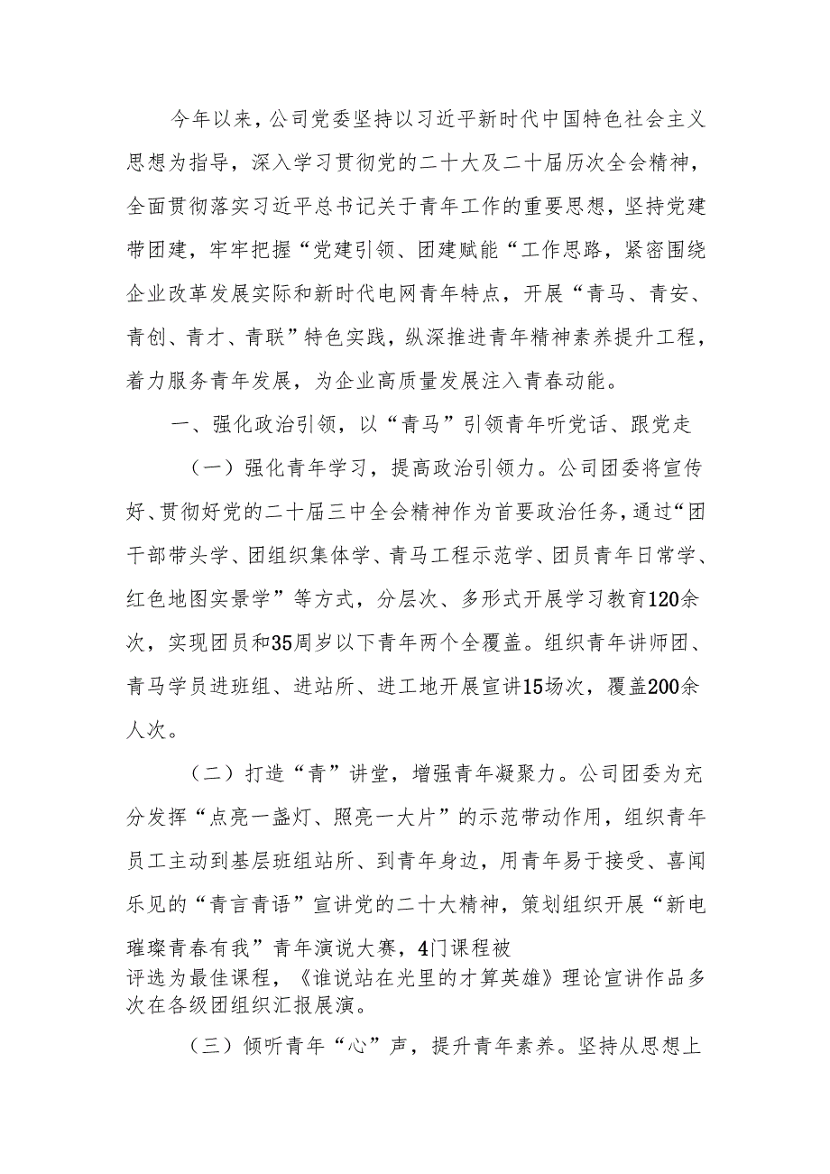 国有企业2024年青年培养工作总结.docx_第1页