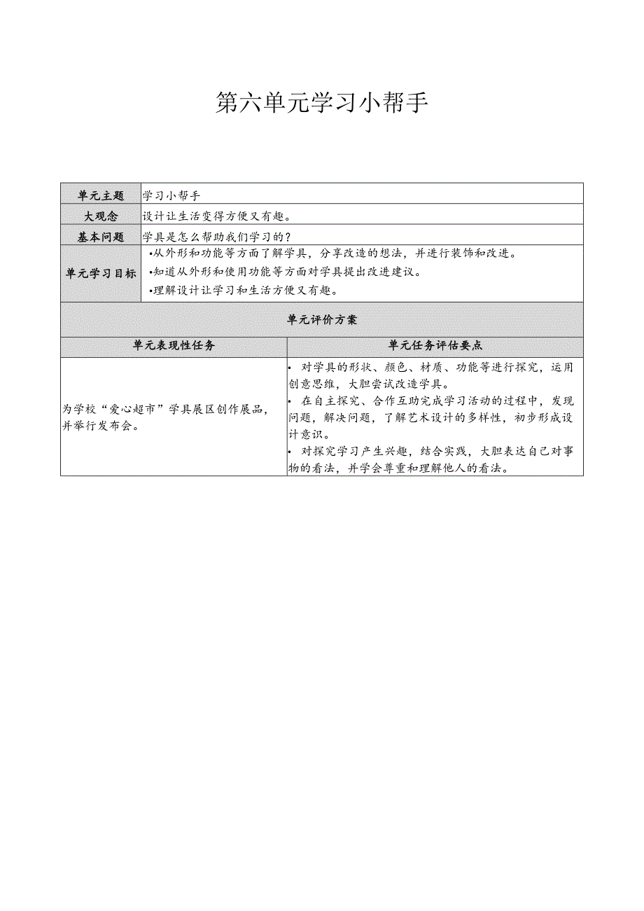 2024年季新教材苏少版一年级美术上册第六单元教学设计.docx_第1页