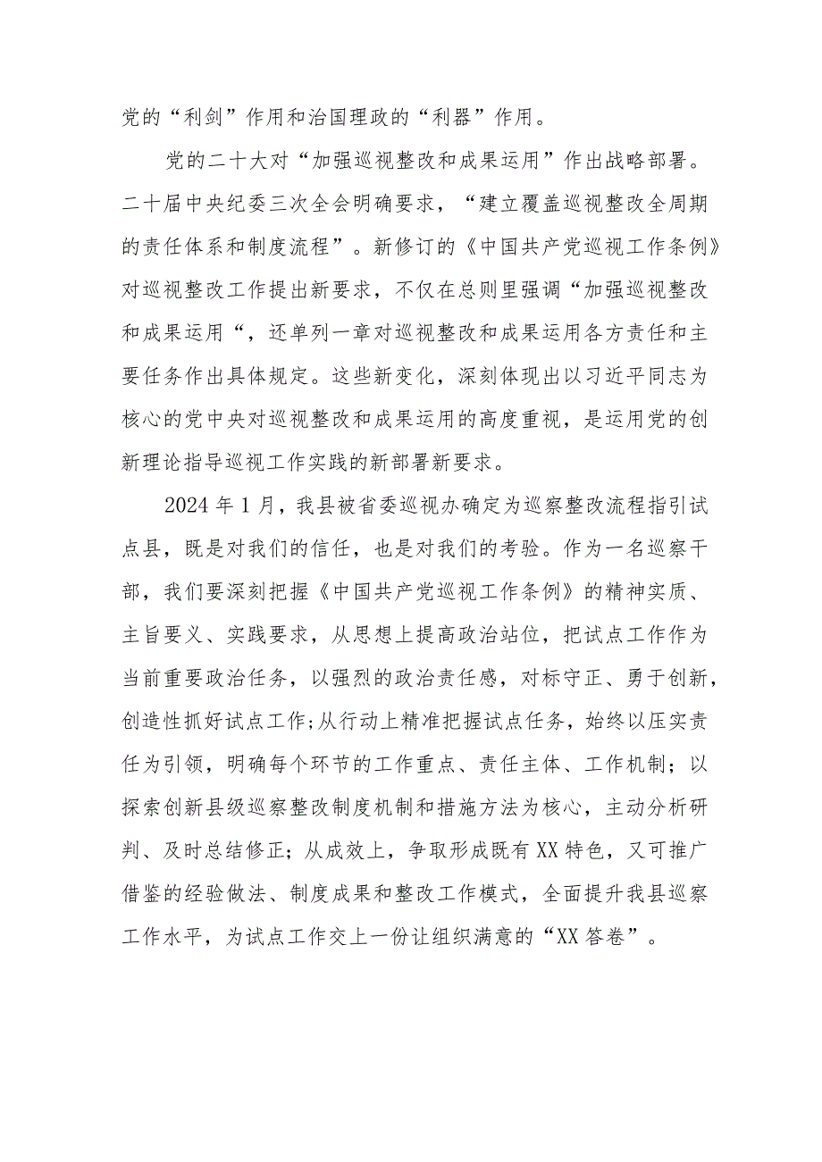 乡干部学习贯彻2024版新修订《中国共产党巡视工作条例》学习体会交流发言(五篇).docx_第3页