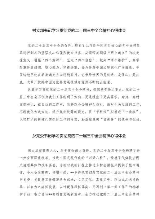 (四篇)村支部书记学习贯彻党的二十三中全会精神心得体会汇编.docx