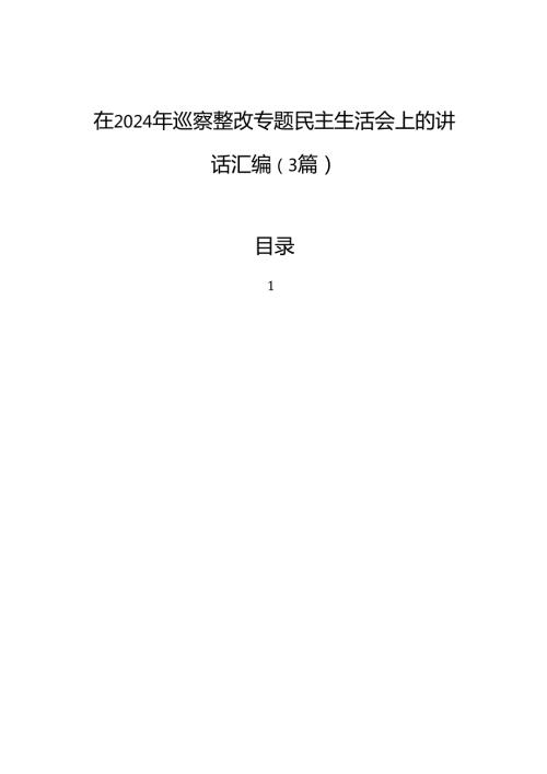 在2024年巡察整改专题民主生活会上的讲话汇编（3篇）.docx