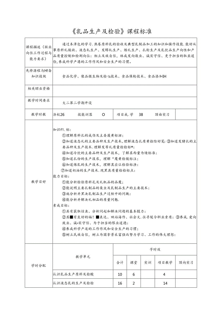 《乳品生产及检验》课程标准.docx_第1页