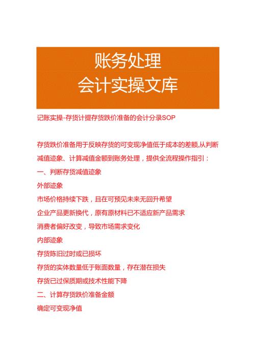 记账实操-存货计提存货跌价准备的会计分录 SOP.docx