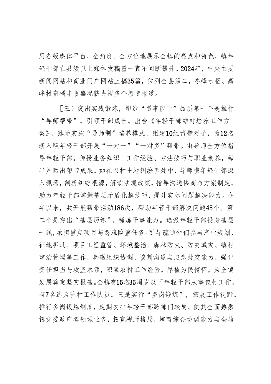 乡镇党委2024年青年干部培养工作总结(1).docx_第3页