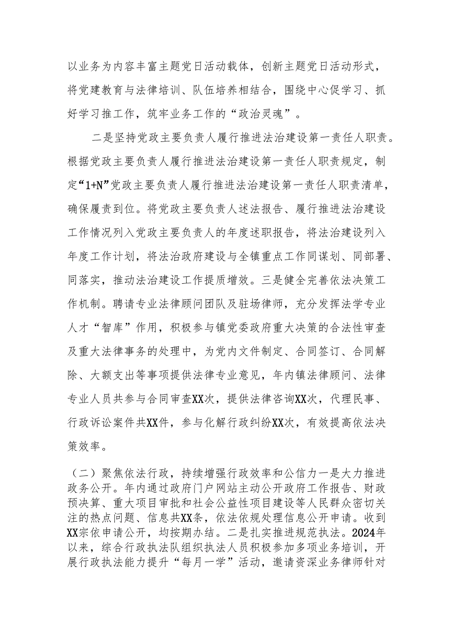XX镇人民政府2024法治政府建设情况工作总结.docx_第2页