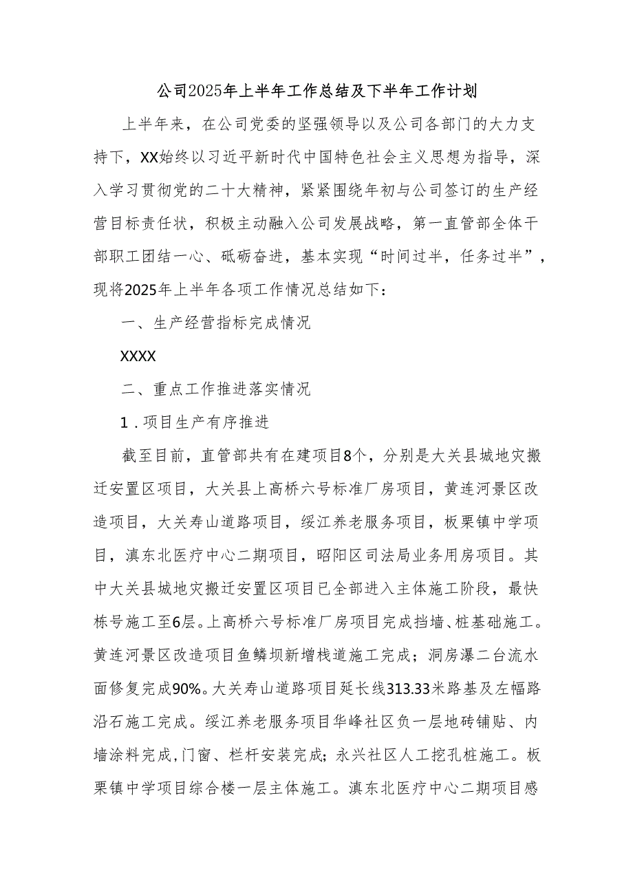 公司2025年上半年工作总结及下半年工作计划.docx_第1页