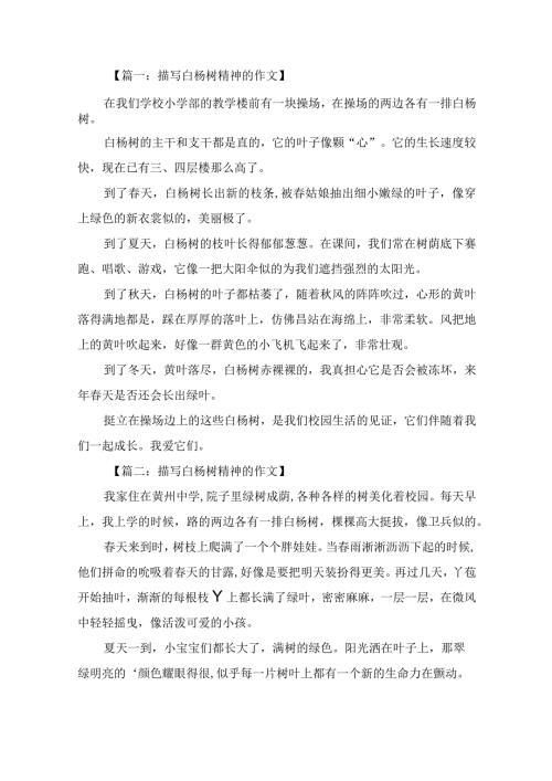 描写白杨树精神的作文5篇.docx