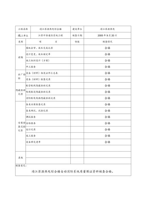 江苏省火灾报警工程验收资料表格Word版.docx