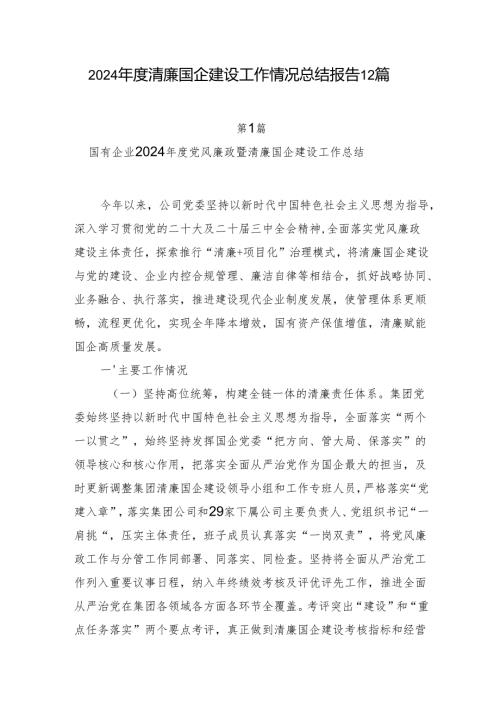 20242025清廉国企建设工作情况总结报告12篇.docx