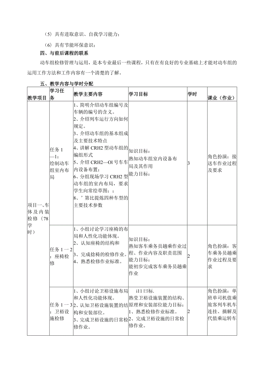《动车组检修管理与运用》课程标准.docx_第2页
