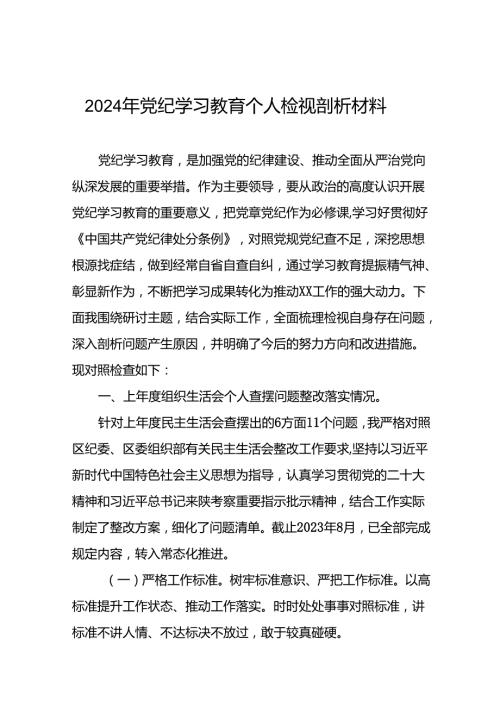 (12篇)班子成员2024年党纪学习教育专题民主生活会对照检视检查发言材料.docx
